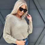 Open Knit Pullover Sweater In Sage - Infinity Raine