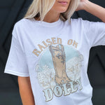 Raised On Dolly Graphic Tee In Off White - Infinity Raine