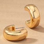Hollow Puffy Hoop Earrings In Gold - Infinity Raine