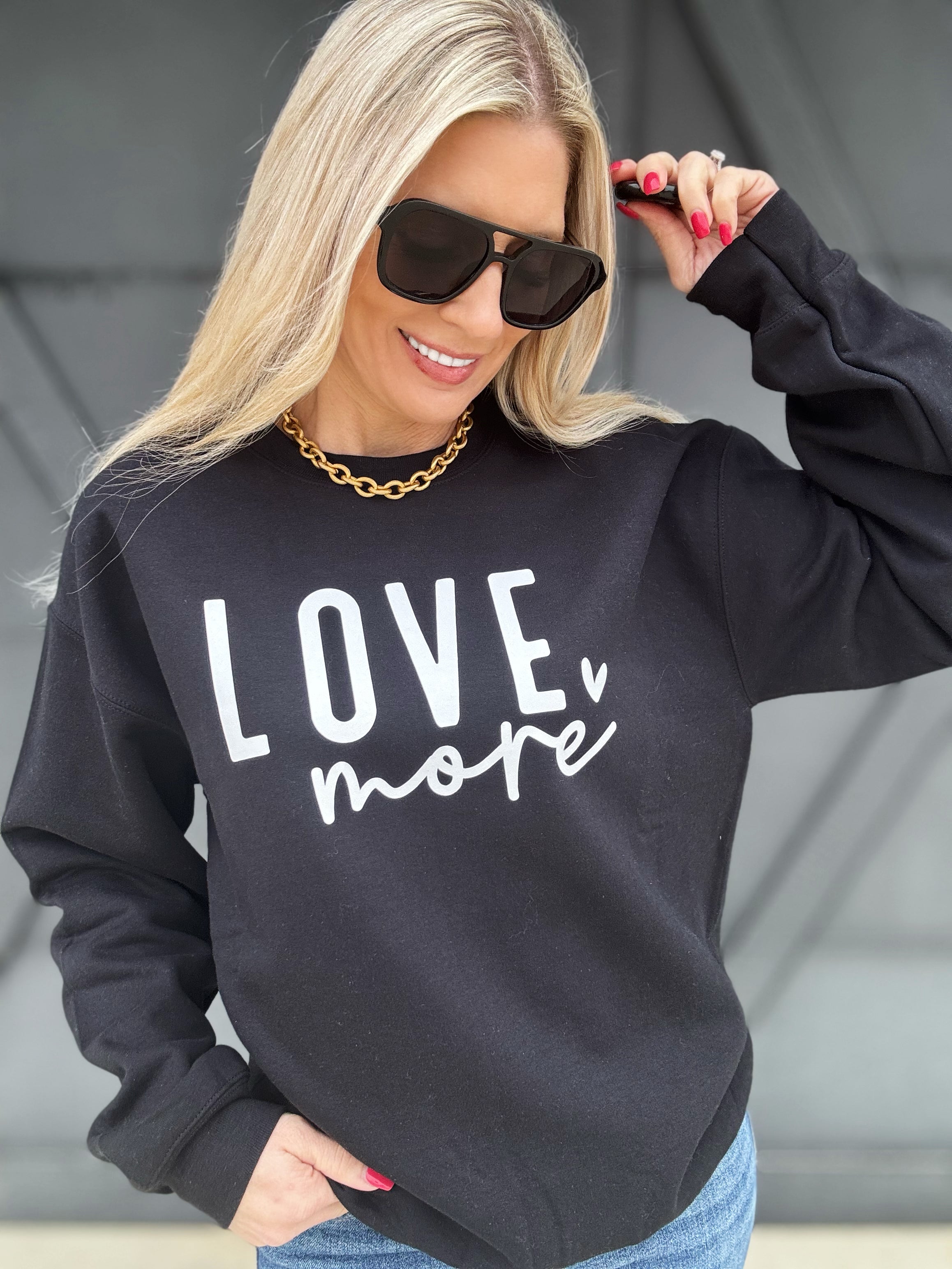 Love More Sweatshirt In Black - Infinity Raine