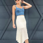 Midi Lace Skirt In Ivory - Infinity Raine
