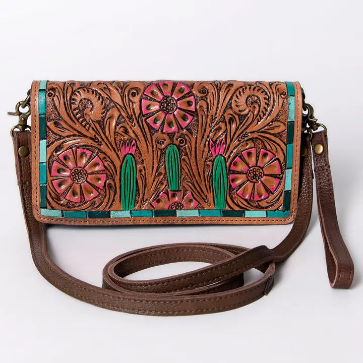 Hand Tooled Wallet Crossbody - Infinity Raine