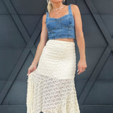 Midi Lace Skirt In Ivory - Infinity Raine