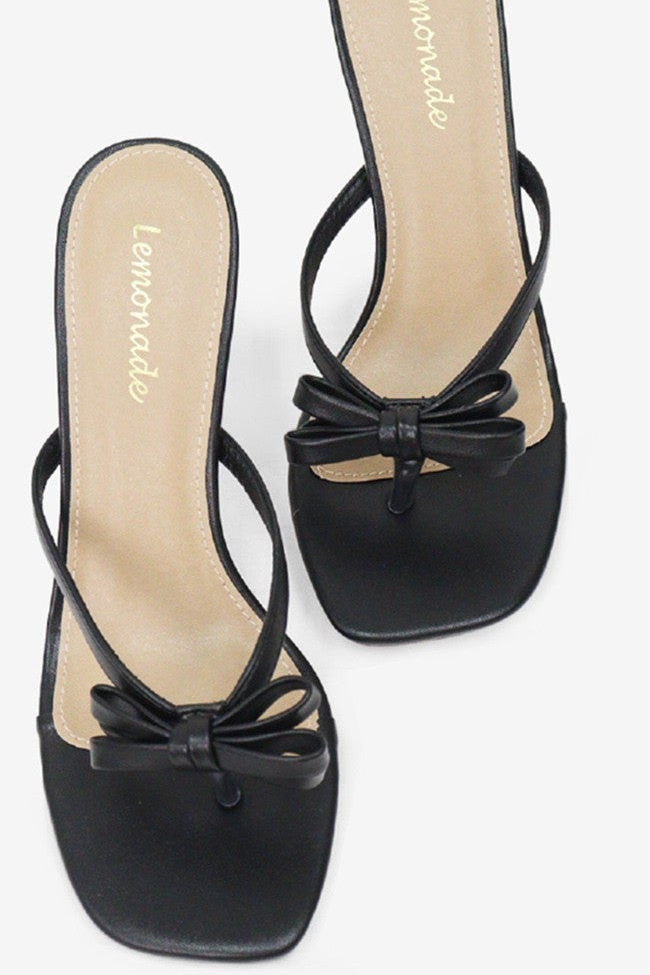 Bow Tie Sandal Heels In Black - Infinity Raine