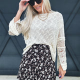 Floral Paneled Mini Skirt In Black - Infinity Raine