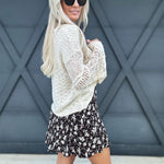 Floral Paneled Mini Skirt In Black - Infinity Raine