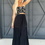 Palazzo Pants With Crotchet Detailing In Black - Infinity Raine