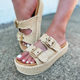 Steve Madden Karrigan Platform Sandals In Natural - Infinity Raine