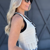 Crochet Scallop Hem Sweater In Cream