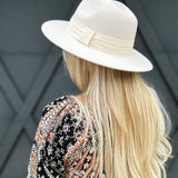 Flat Brim Ribbon Hat In Beige - Infinity Raine