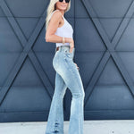 Judy Blue Tinted Pin Tack Flare Jeans - Infinity Raine