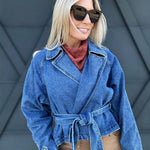 The Trailblazer Trench Coat In Denim - Infinity Raine