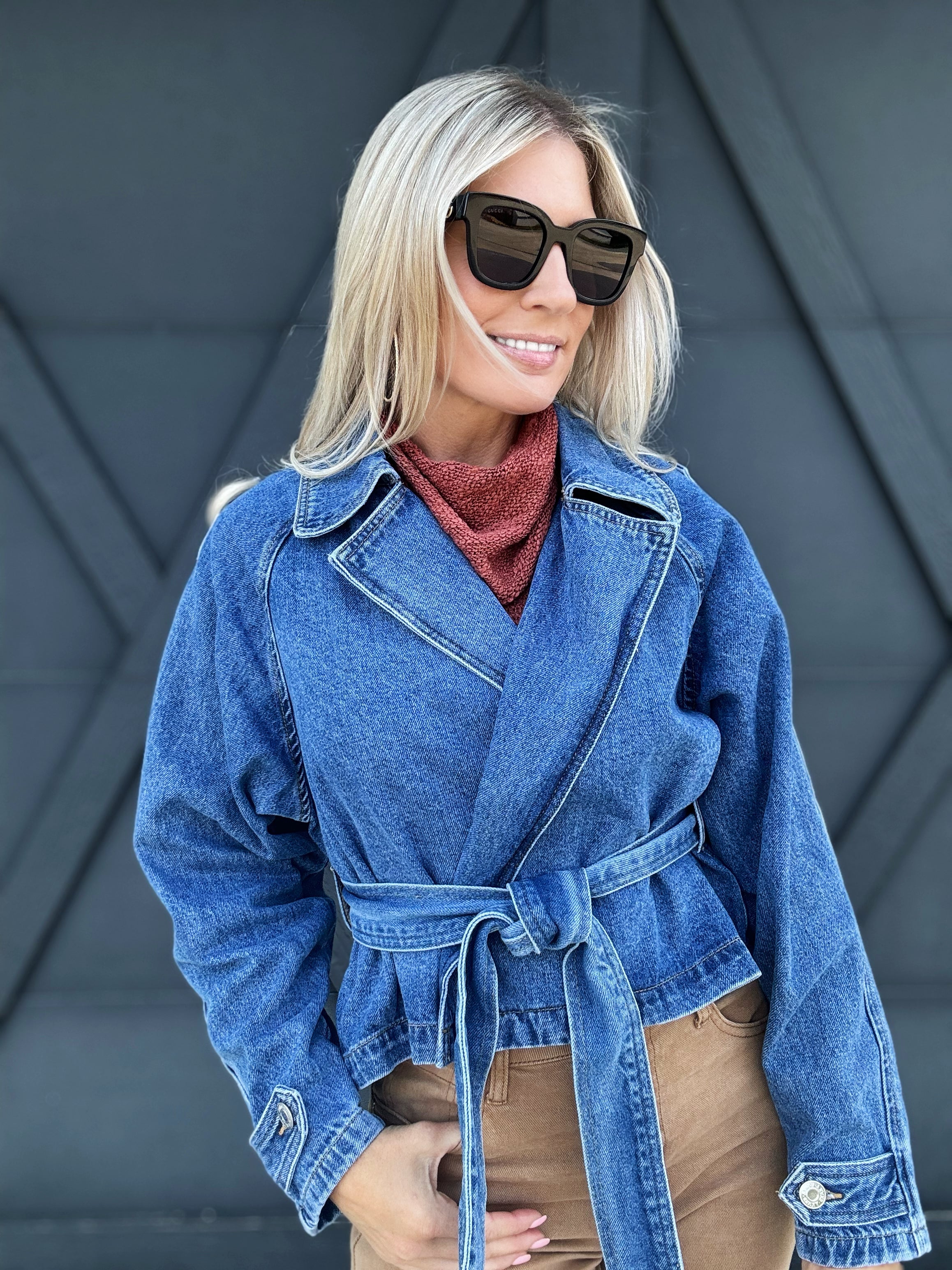 The Trailblazer Trench Coat In Denim - Infinity Raine