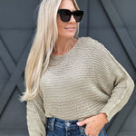 Open Knit Pullover Sweater In Sage - Infinity Raine