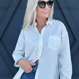 Relaxed Button Down Shirt In White - Infinity Raine