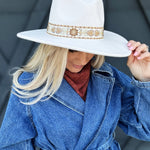 Embroidered Western Hat In Ivory - Infinity Raine