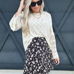 Floral Paneled Mini Skirt In Black - Infinity Raine