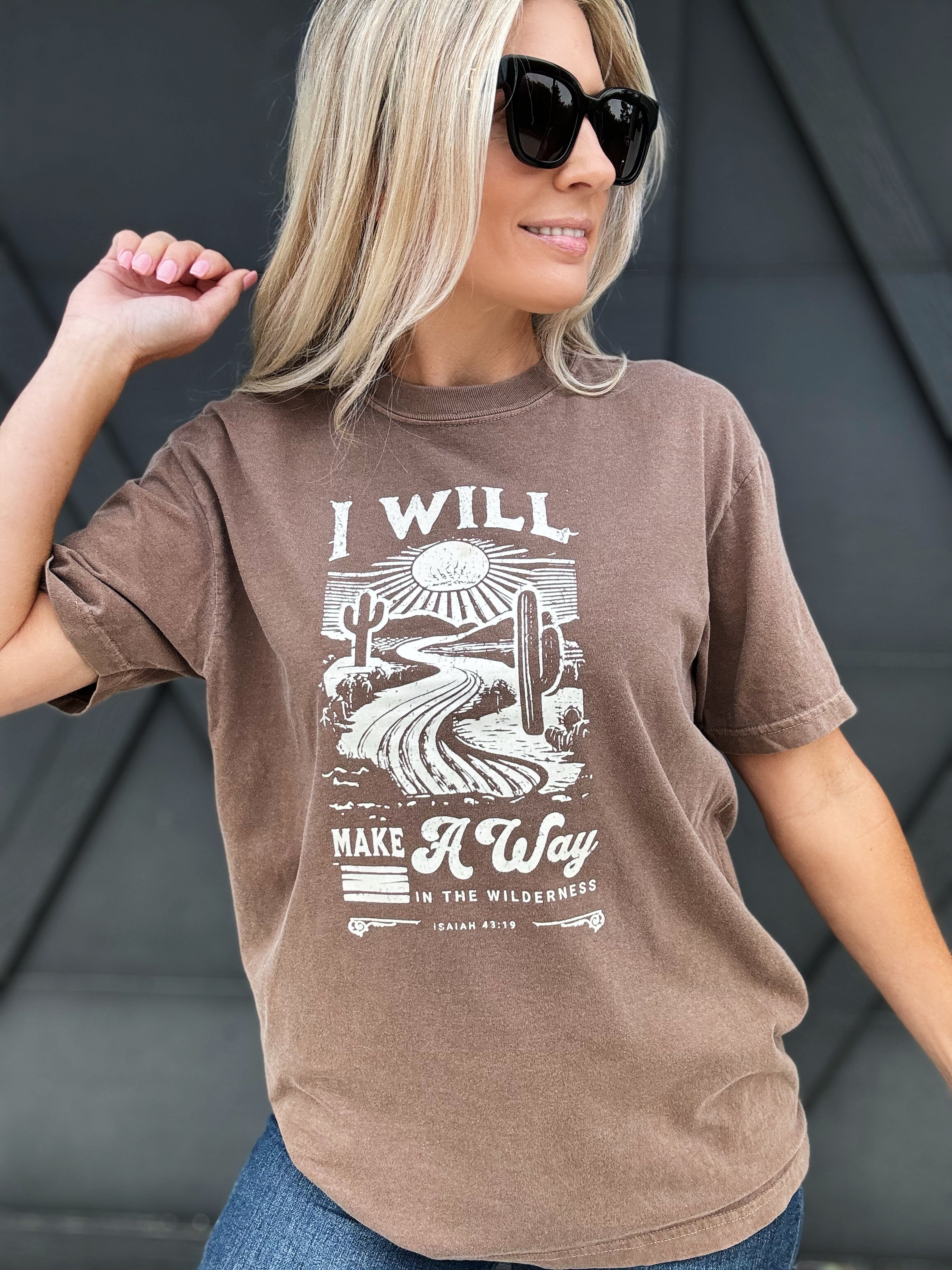 I Will Isaiah Graphic Tee In Chocolate - Infinity Raine