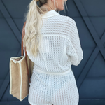 Textured Knit Coverup Romper In Off White - Infinity Raine