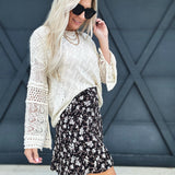 Floral Paneled Mini Skirt In Black - Infinity Raine