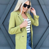 3/4 Sleeve Collared Blazer In Kiwi - Infinity Raine