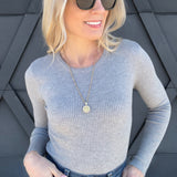 Ribbed Long Sleeve In Grey - Infinity Raine