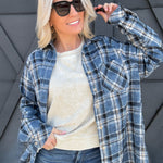 Laura Acid Wash Flannel Shirt In Blue - Infinity Raine