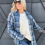 Laura Acid Wash Flannel Shirt In Blue - Infinity Raine