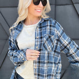 Laura Acid Wash Flannel Shirt In Blue - Infinity Raine