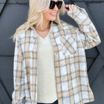 Laura Acid Wash Flannel Shirt In Oat - Infinity Raine