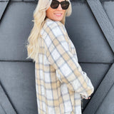 Laura Acid Wash Flannel Shirt In Oat - Infinity Raine