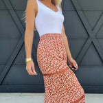 Wide Leg Cactus Print Palazzo Pants In Adobe - Infinity Raine