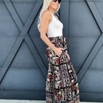 Wide Leg Floral Print Plazzo Pants In Black - Infinity Raine