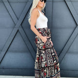 Wide Leg Floral Print Plazzo Pants In Black - Infinity Raine