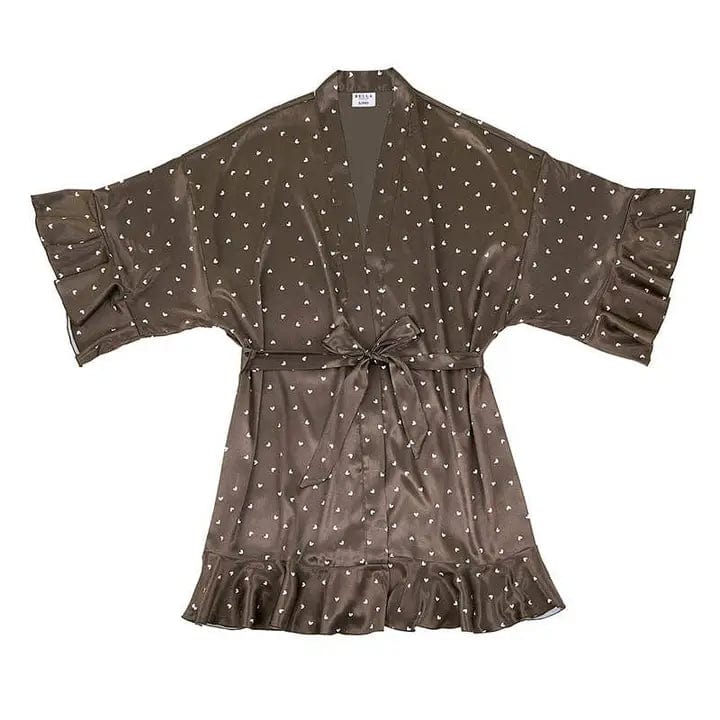 Bella Ruffled Heart Robe In Brown - Infinity Raine