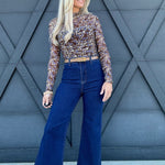 Stretch High Rise Wide Leg Cropped Dark Denim Jean - Infinity Raine