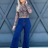 Stretch High Rise Wide Leg Cropped Dark Denim Jean - Infinity Raine