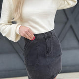 Denim Cargo Mini Skirt In Black - Infinity Raine