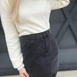 Denim Cargo Mini Skirt In Black - Infinity Raine