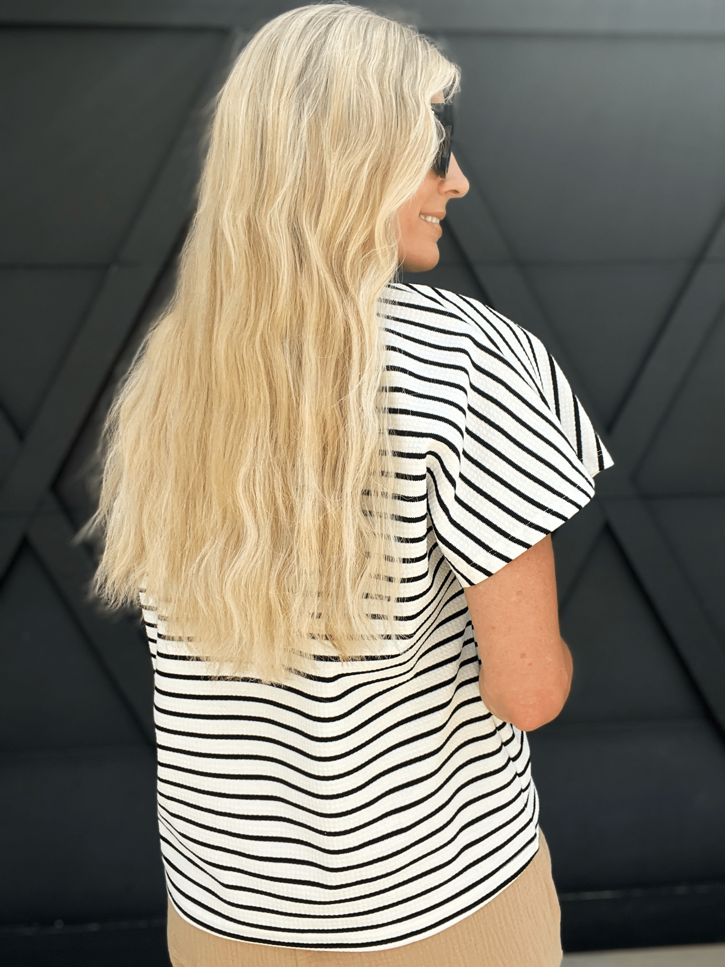 Crewneck Striped Knit Top In Black & White - Infinity Raine
