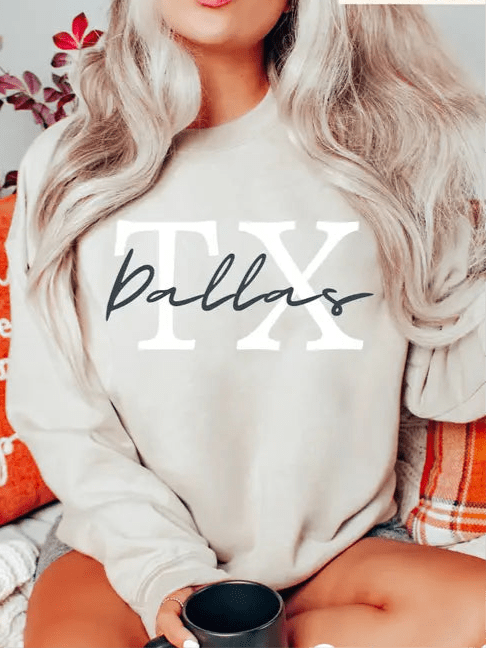 Dallas TX Sweatshirt In Sand - Infinity Raine