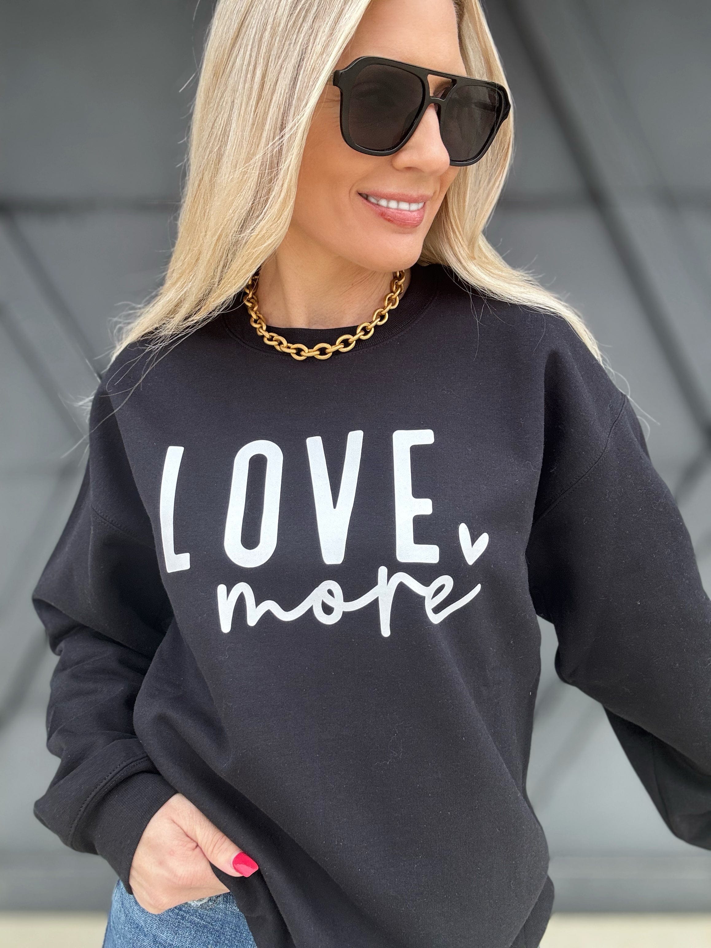 Love More Sweatshirt In Black - Infinity Raine