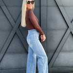 Ella Super High Rise Wide Leg Jeans In Cambridge - Infinity Raine