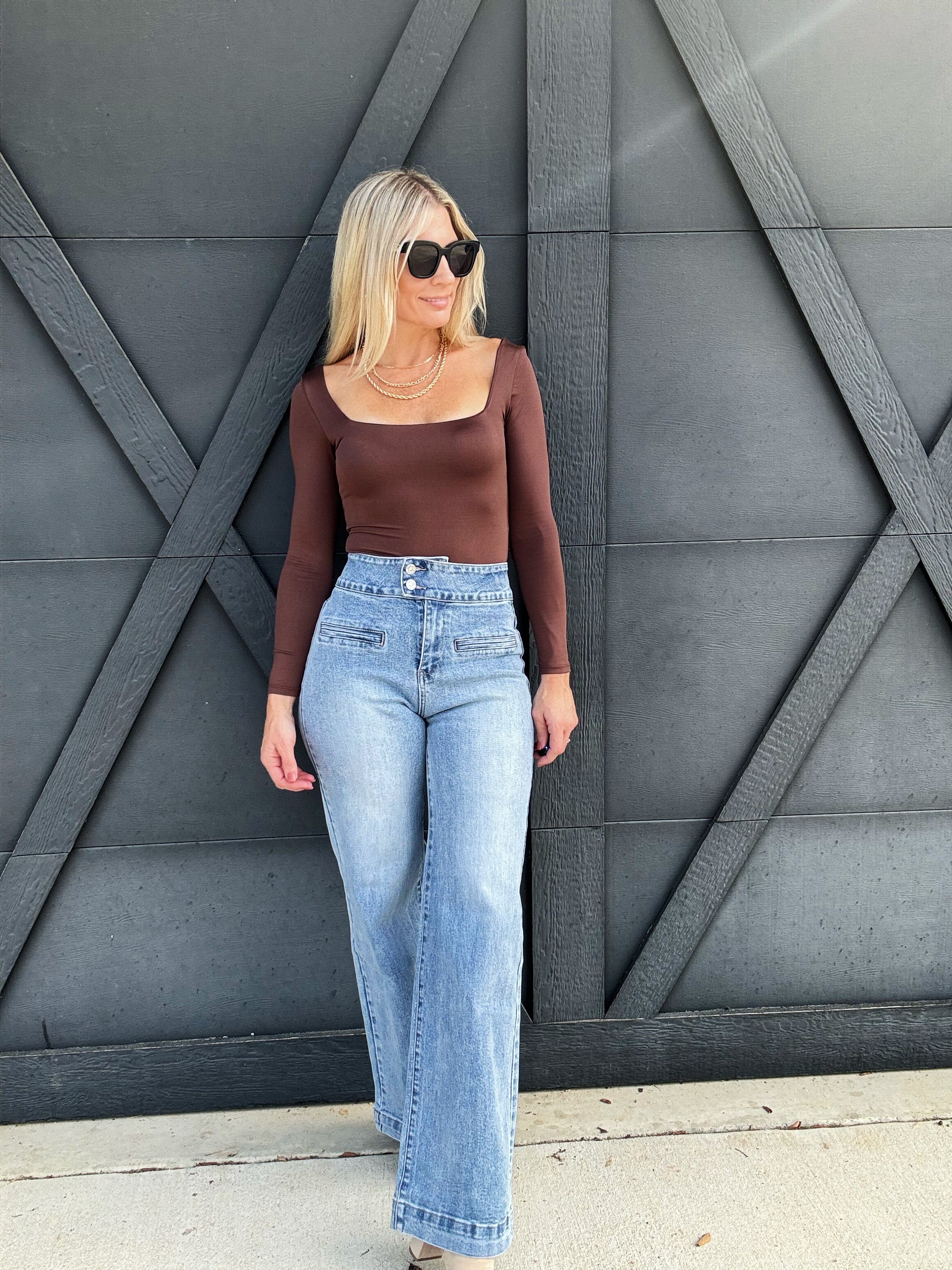 Ella Super High Rise Wide Leg Jeans In Cambridge - Infinity Raine