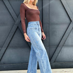 Ella Super High Rise Wide Leg Jeans In Cambridge - Infinity Raine