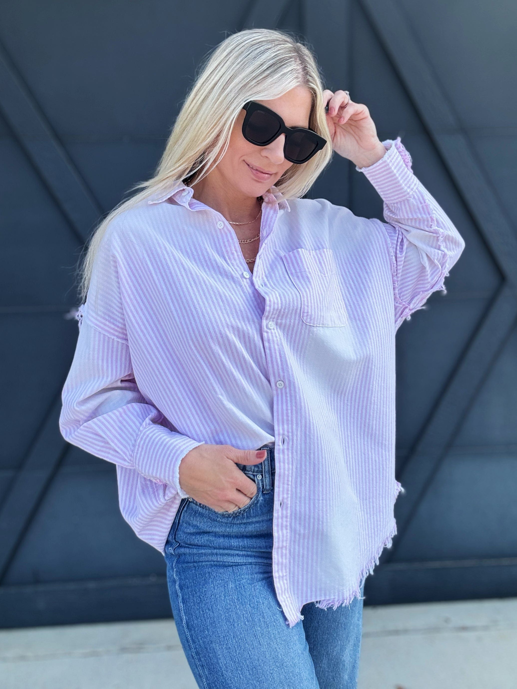 Bayeas Stripped Long Sleeve Shirt - Infinity Raine