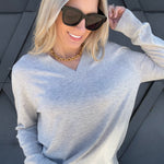 be cool Tops - Sweaters Cashmere Blend V-Neck In Heather Grey