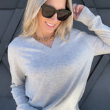 be cool Tops - Sweaters Cashmere Blend V-Neck In Heather Grey