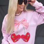 Cherry Bow Sweatshirt In Pink - Infinity Raine