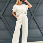 High Waisted Pleated Linen Pants In Oatmeal - Infinity Raine